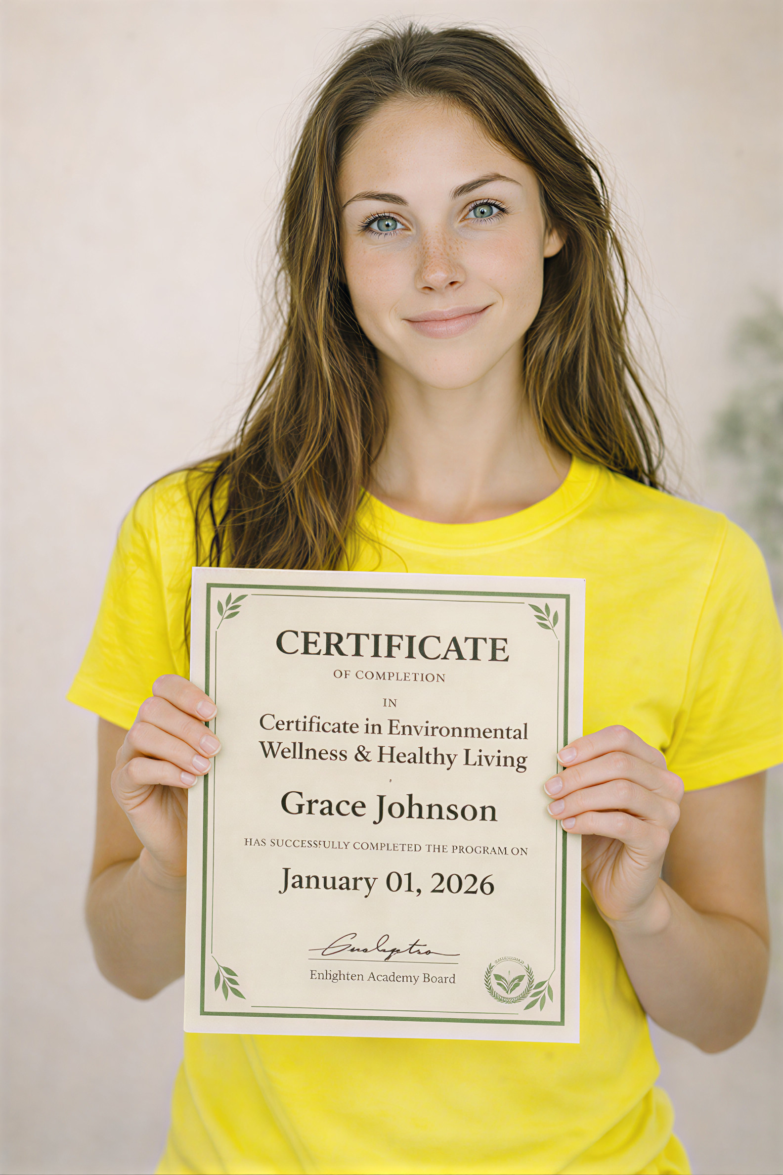 Woman holding certificate